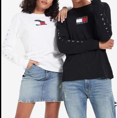 Tommy Jeans - flag tee חולצת שרוול ארוך טומי גינס בצבע שחור
